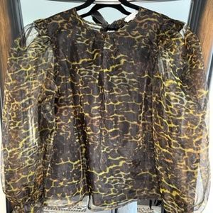 Topshop organza blouse, size US10, animal print